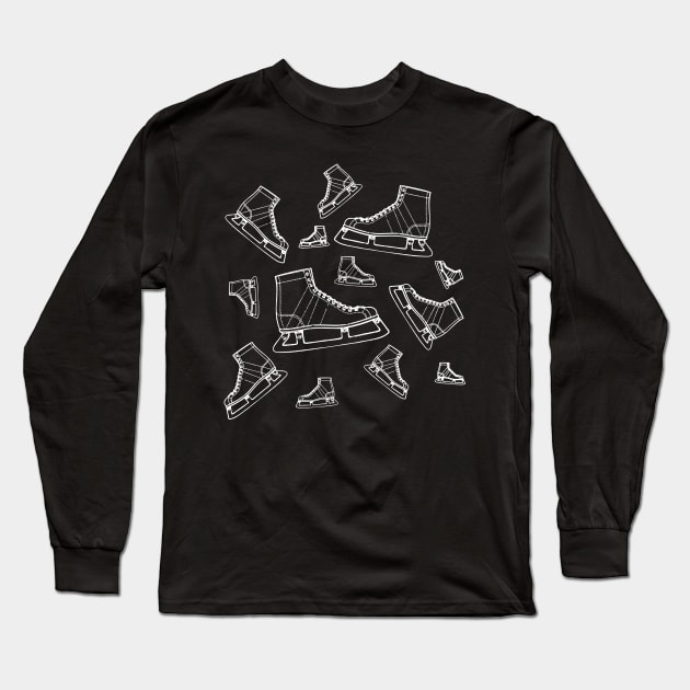 Line Drawing Lots of Ice Skates Long Sleeve T-Shirt by Scarebaby